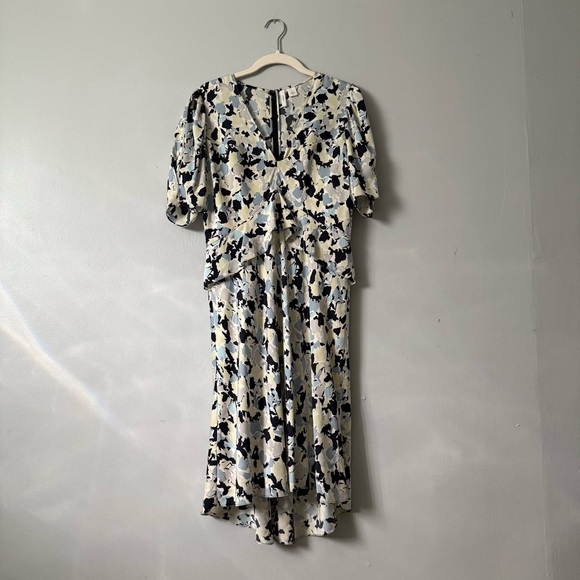 Lewit Ruffle Front A Line Stretch Silk Dress - Picture 1 of 5